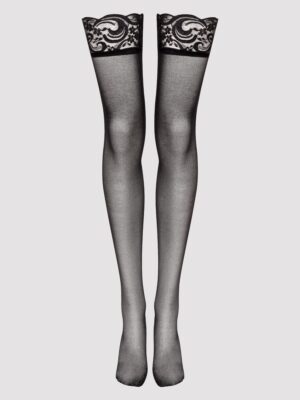 Lovehoney Sheer Black Lace Top Thigh-High Stockings
