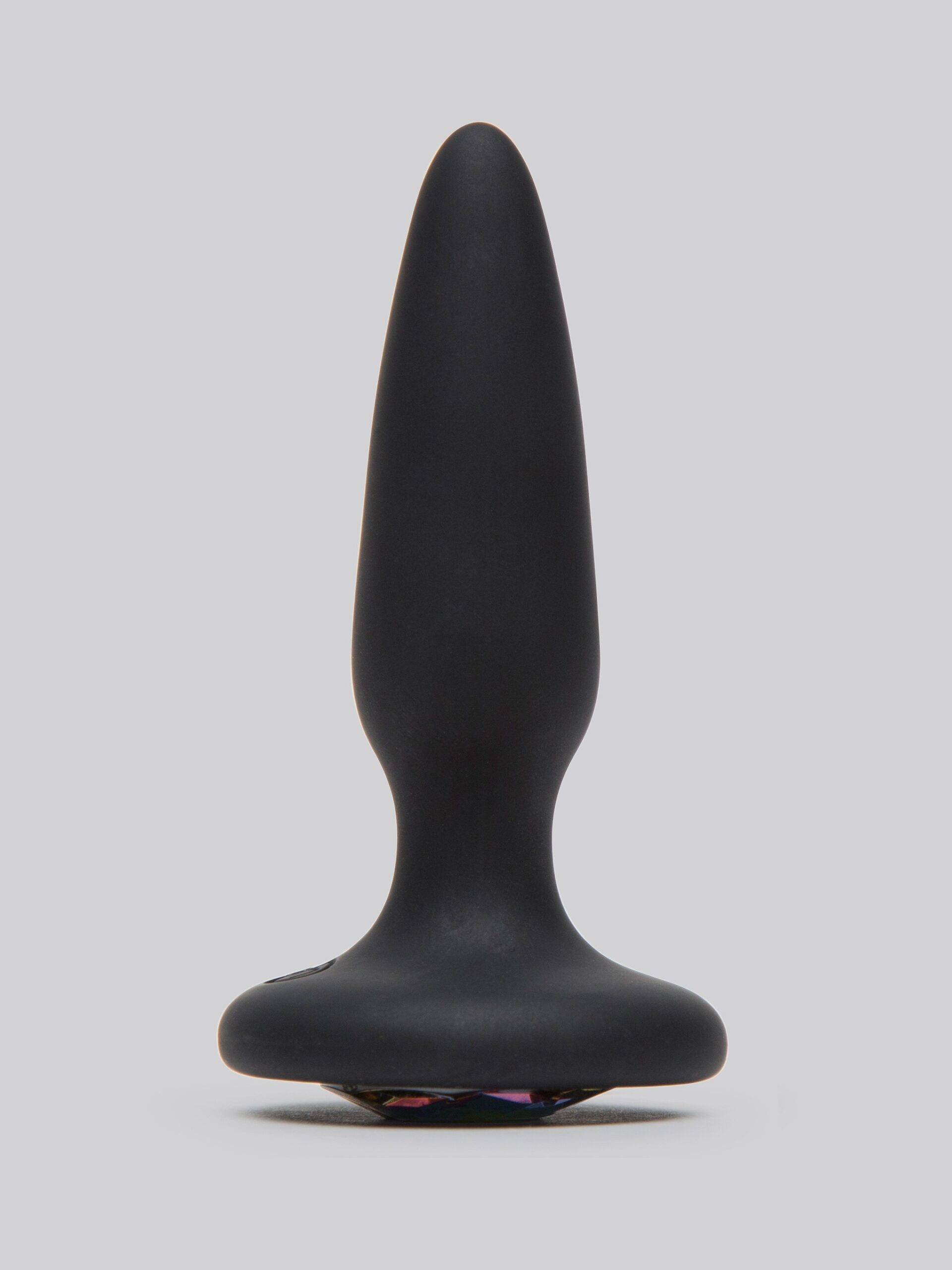 Glams Silicone Black Mini Butt Plug with Rainbow Crystal 3 Inch - Image 2
