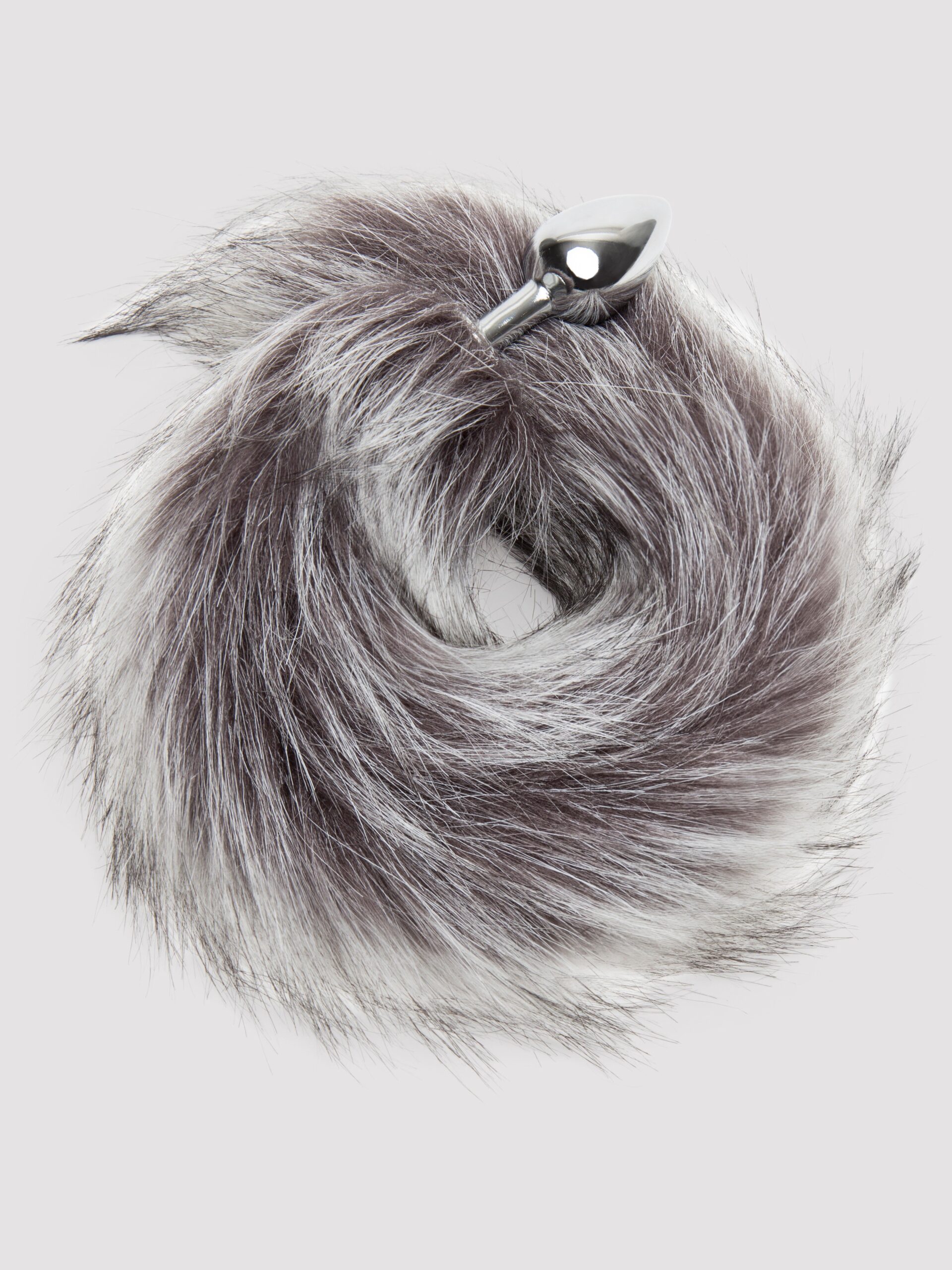 DOMINIX Deluxe Stainless Steel Small Faux Silver Fox Tail Butt Plug