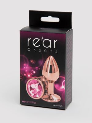 Rear Assets Small Jewelled Rose Gold Metal Butt Plug 2 Inch