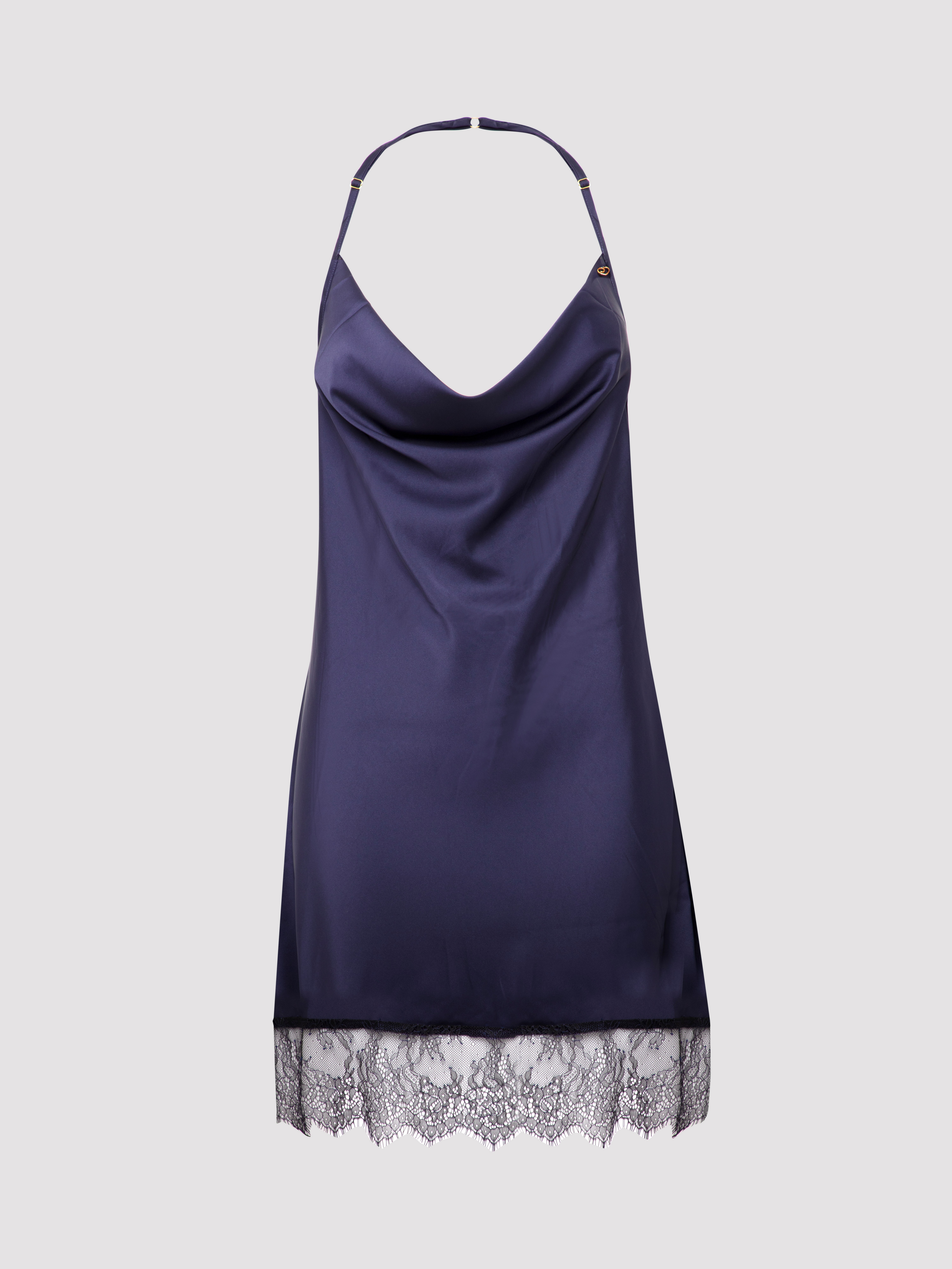 Lovehoney Dark Orchid Navy Satin and Lace Chemise - Image 6