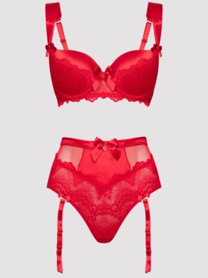 Lovehoney Plus Size Moonlight Desire Red Satin Bra Set