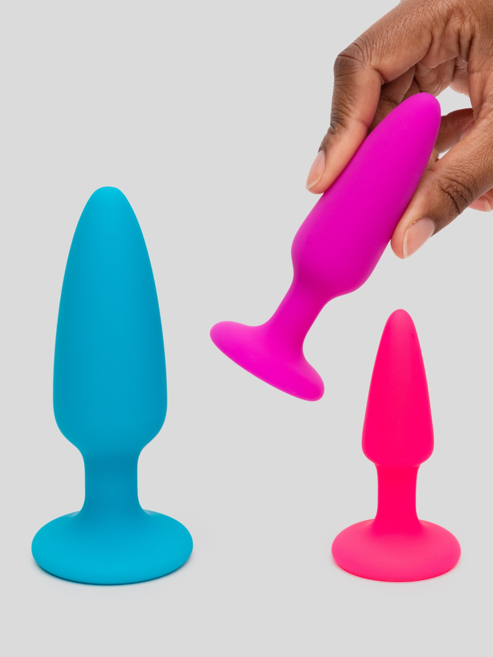 Rainbow Tapered Silicone Butt Plug Set (3-Piece) - Image 3