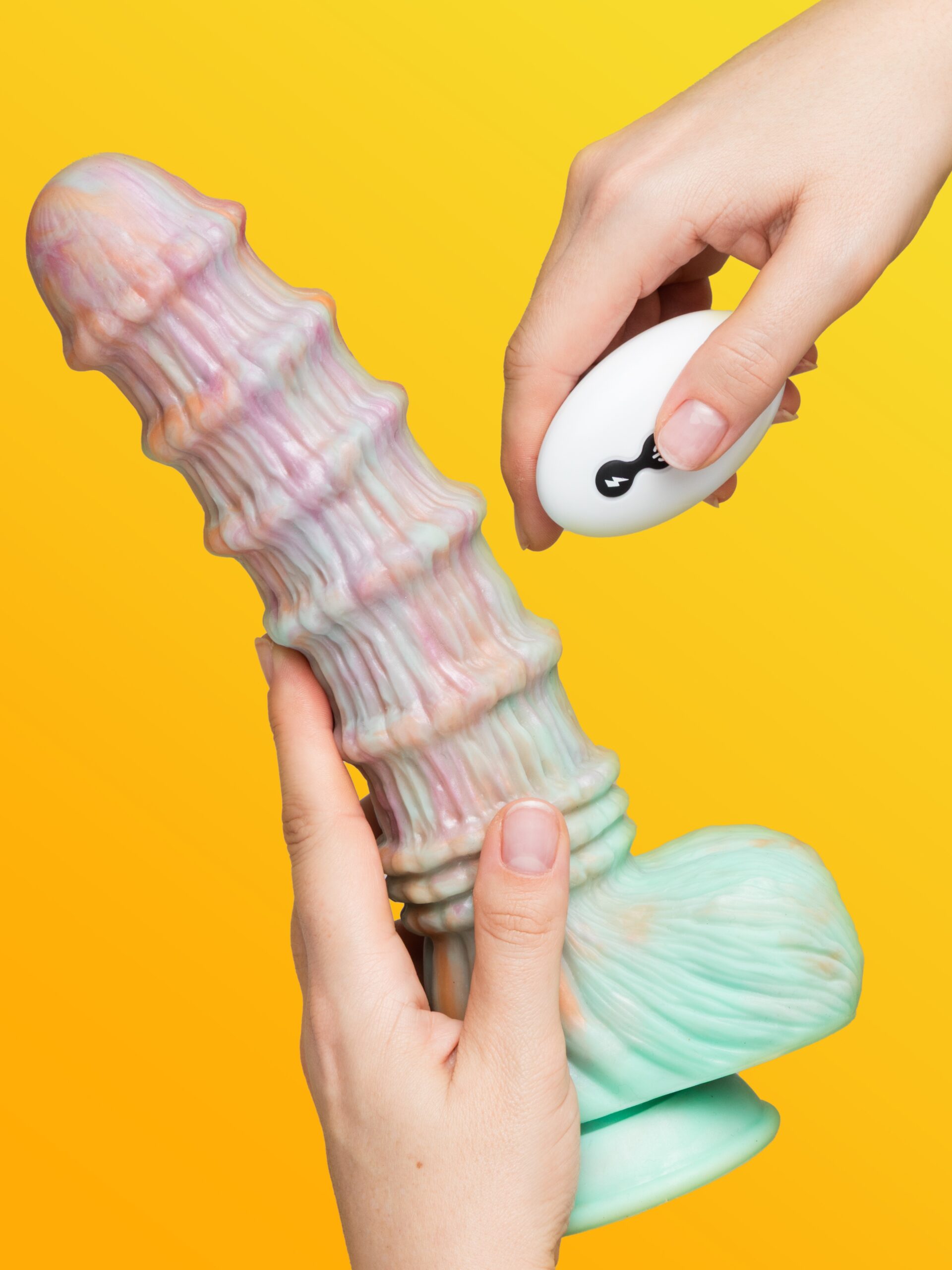 Fantasy Textured Remote Control Dildo Vibrator 8 Inch - Image 2