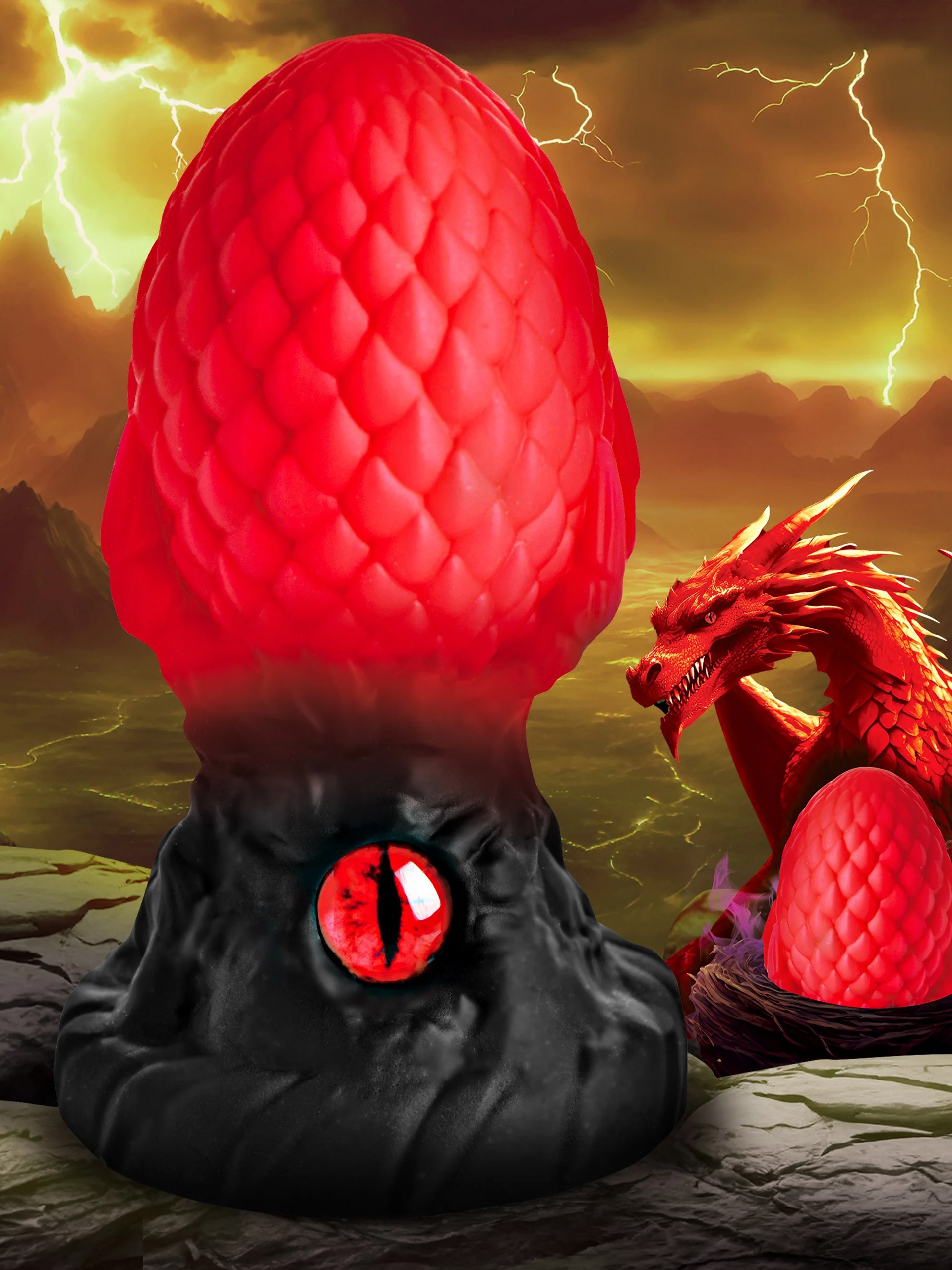 Creature Cocks Eye of the Dragon Red Silicone Butt Plug - Image 5