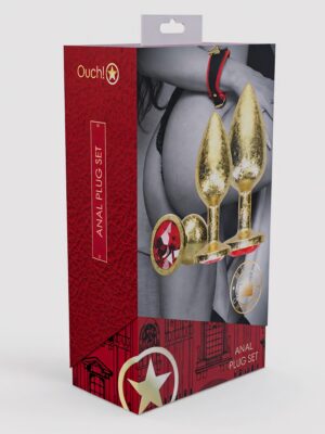 Ouch! Luxury Gold Jewelled Butt Plug Set (3 Piece)